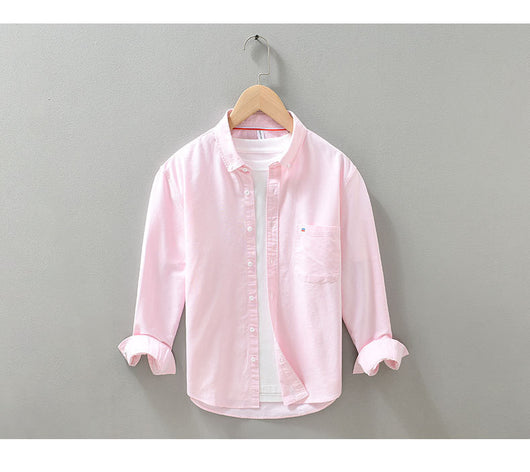 Camisa Oxford de Manga Larga para Hombre - Casual y Versátil - Image 12
