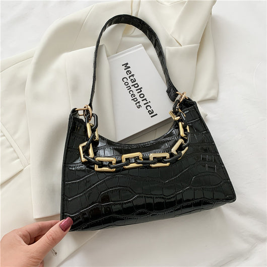 Bolso de Hombro con Textura de Piedra y Cadena para Mujer - Image 8