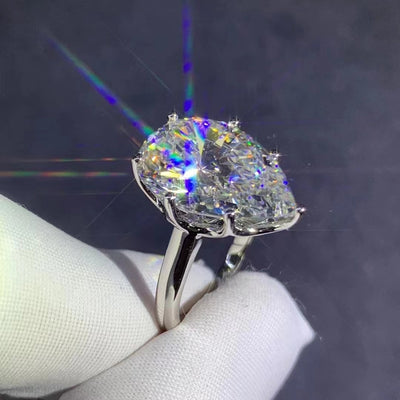 Anillo de Diamante Talla Gota en Circón Amarillo de Alto Carbono - Image 34