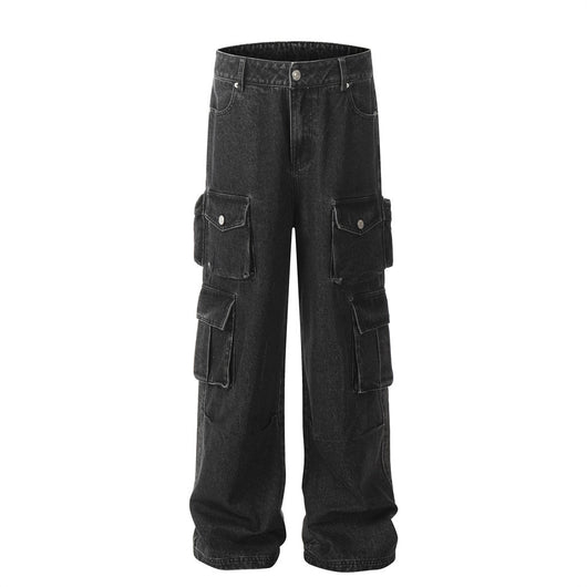 Pantalones Cargo Jeans con Múltiples Bolsillos Estilo Americano para Hombre