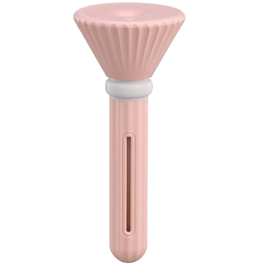 Beige and white USB ultrasonic humidifier with a fluted conical top and a cylindrical body with a water level window. - Image 11