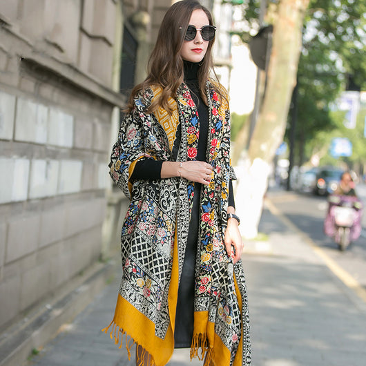 Suéter Oversized de Cachemira a Cuadros Lujo Invierno para Mujer