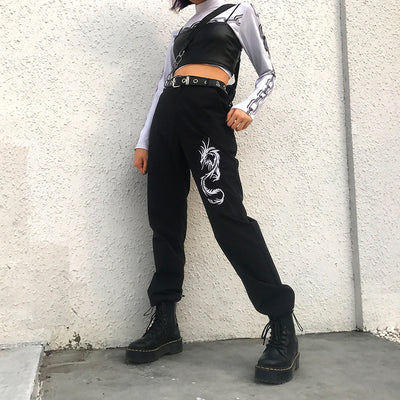 Pantalones Casuales Mujer Estilo Chino con Bordado de Dragón - Image 4