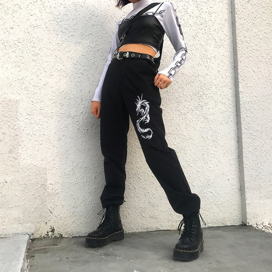 Pantalones Casuales Mujer Estilo Chino con Bordado de Dragón - Image 4