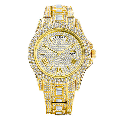 Reloj de Negocios Elegante Doble Calendario con Diamantes y Movimiento de Cuarzo - Image 5