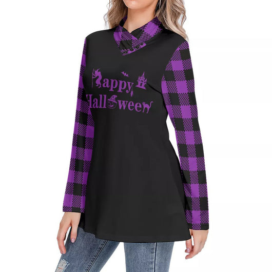 Blusa Térmica Escocesa Cuello Alto Manga Larga Ajustada para Mujer - Image 2