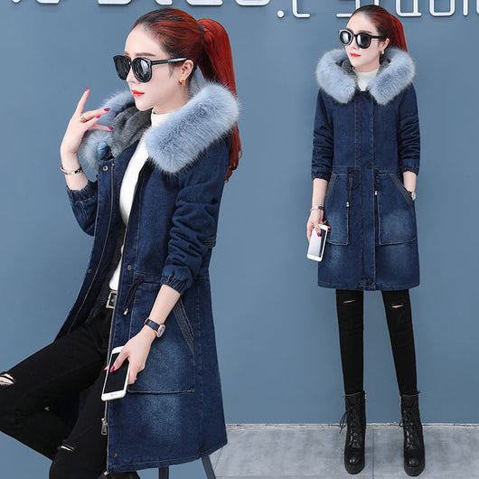 Chamarra Denim para Mujer Talla Grande con Forro de Terciopelo