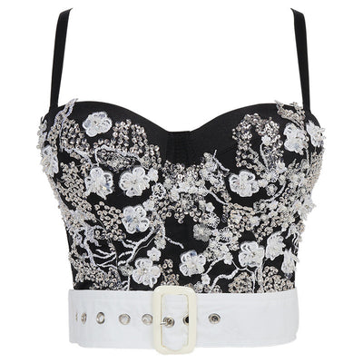 Blusa Camisola de Encaje con Lentejuelas y Bordados Beaded para Mujer - Image 11