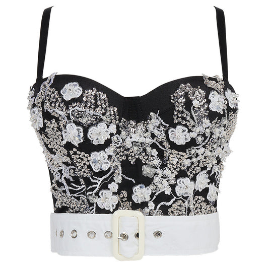Blusa Camisola de Encaje con Lentejuelas y Bordados Beaded para Mujer - Image 11
