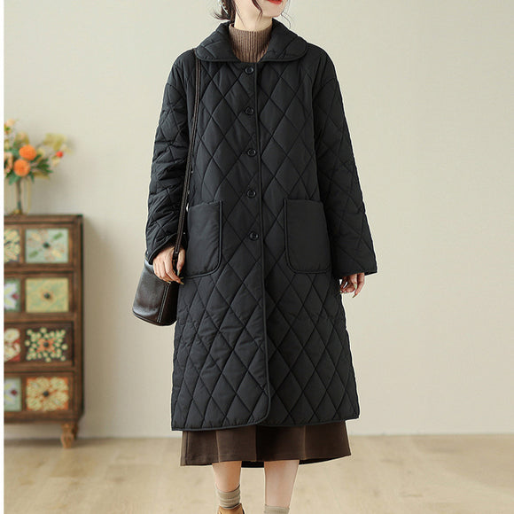 Chaqueta Acolchada Negra Ajustada para Mujer - Algodón Térmico