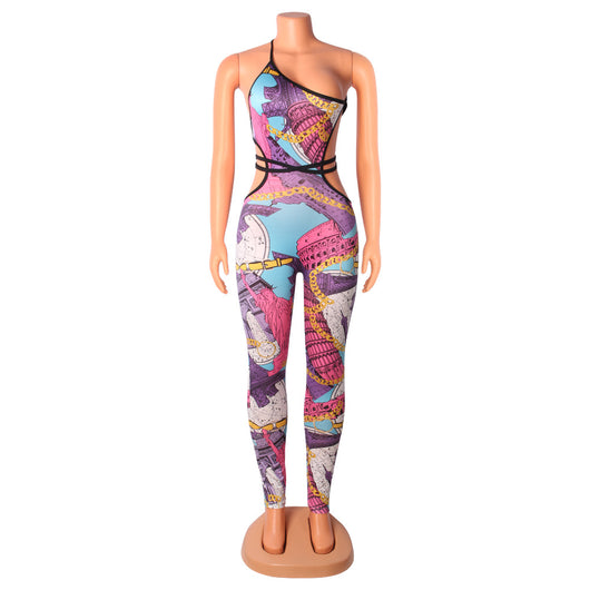 Jumpsuit Estilo Discoteca con Estampado Digital Asimétrico - Image 5