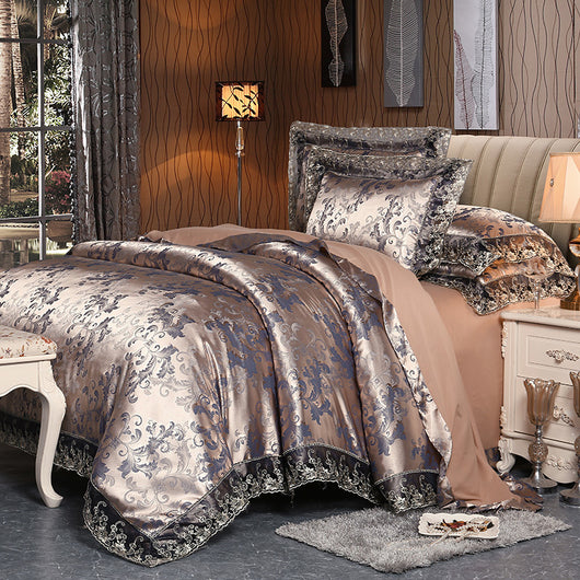 Juego de Cama 4 Piezas Algodón Puro con Diseño Jacquard Satinado Europeo - Image 32