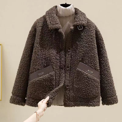 Abrigo Cálido Oversize con Forro Polar para Mujeres Petite