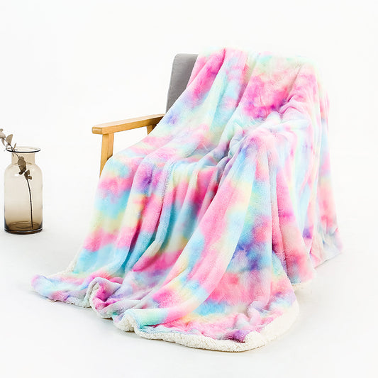 Manta Tie Dye Arcoíris de Doble Capa en Poliéster