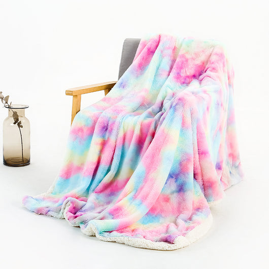 Manta Tie Dye Arcoíris de Doble Capa en Poliéster