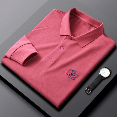 Camiseta de Algodón Puro con Cuello Solapa para Hombre - Manga Larga Otoño - Image 10