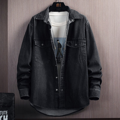 Camisa Denim Suelta de Manga Larga para Hombre - Image 9