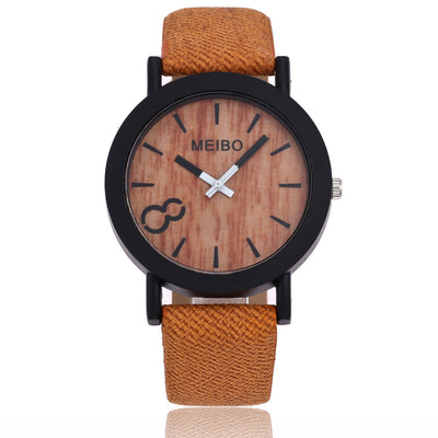 Reloj de Pulsera Cuarzo con Correa de Cuero y Textura de Madera - Image 15