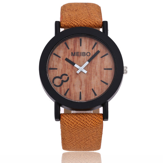 Reloj de Pulsera Cuarzo con Correa de Cuero y Textura de Madera - Image 15