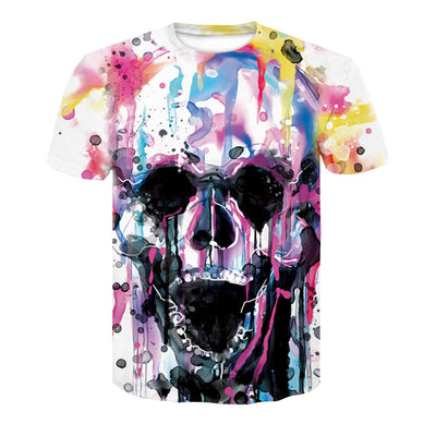 Playera Hombre Calavera Póker 3D - Cuello Redondo Manga Corta Verano Casual - Image 15