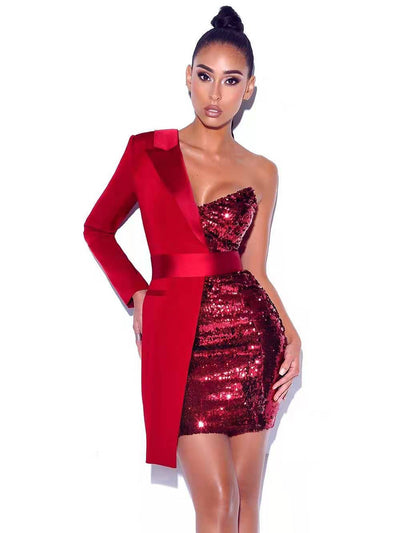 Vestido Rojo con Lentejuelas y Paneles - Image 8