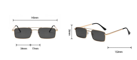 Black rectangular sunglasses with a double beam and dark gray lenses, angled on a white background. - Image 24