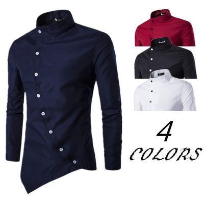 Camisa de Manga Larga con Cuello Diagonal