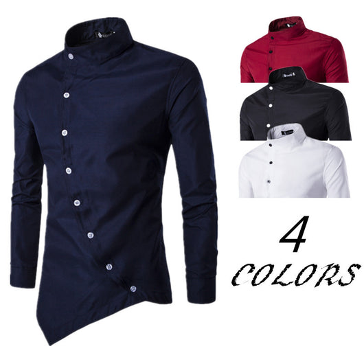 Camisa de Manga Larga con Cuello Diagonal