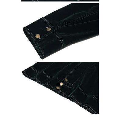 Chaqueta de Terciopelo Verde Oscuro Estilo Hong Kong para Hombre - Image 8