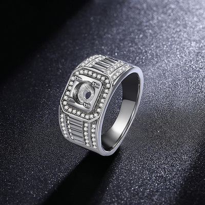 Anillo Cuadrado en Oro Blanco con Micro Engastes - Image 10