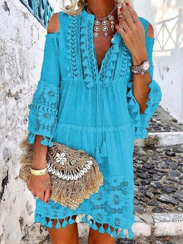Blusa de Encaje Midi con Flecos Delicados - Image 4
