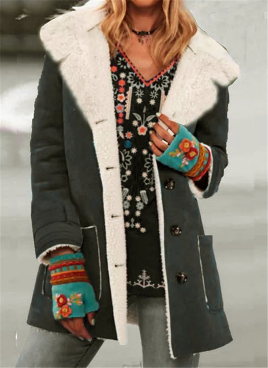 Chaqueta de Felpa Midi con Solapas y Bolsillos Parche - Image 7