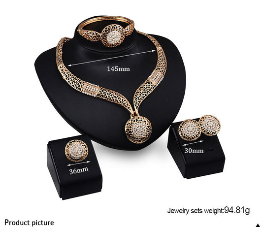 Conjunto de Joyería Completa: Collar, Aretes y Anillo 4 Piezas - Image 3