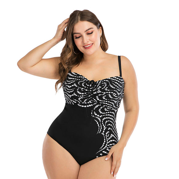 Traje de Baño Estampado Patchwork Negro