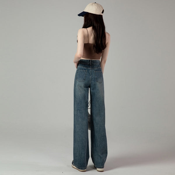 Jeans Rectos de Cintura Alta Retro para Mujer - Colección Otoño