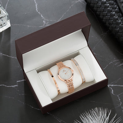 Conjunto de Reloj de Lujo para Mujer en Oro