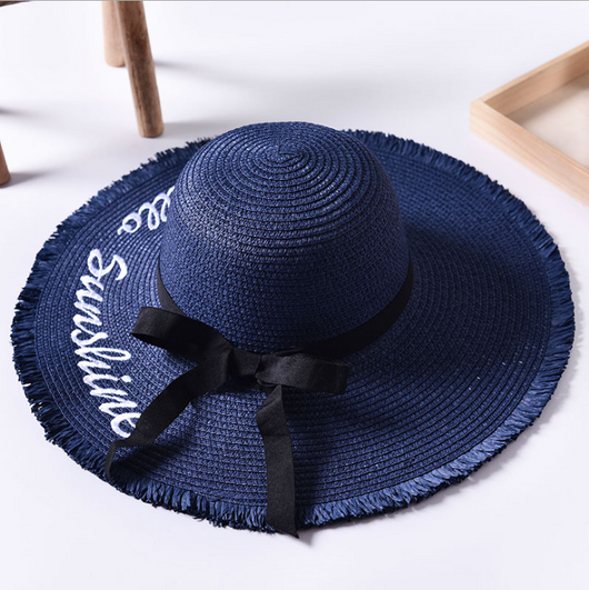 Sombrero de Playa Ancho con Letras Bordadas y Orilla Cruda - Image 8