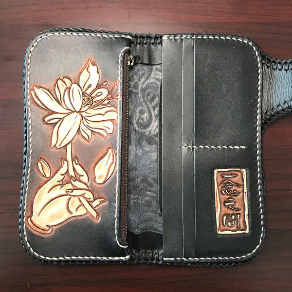 Billetera de Cuero Genuino Grabado para Hombre