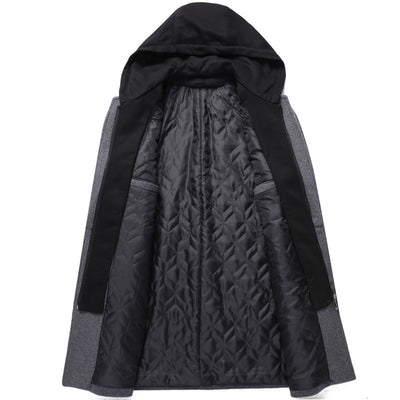 Abrigo de Lana Desmontable con Capucha para Hombre - Largo Medio - Image 5
