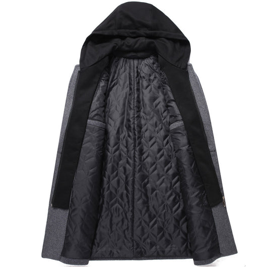 Abrigo de Lana Desmontable con Capucha para Hombre - Largo Medio - Image 5