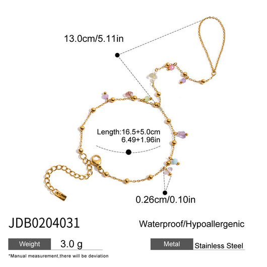 Gold-colored bracelet with a chain of small, interconnected heart-shaped links, featuring a lobster clasp and extender. - Image 6