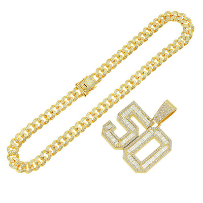 Collar Colgante Número 50 con Diamantes Completos para Hombre - Image 13