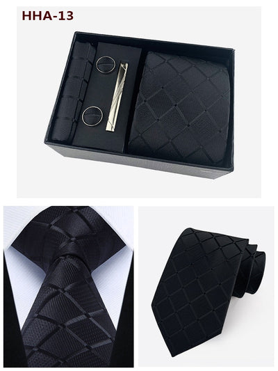 Set de Corbata Paisley con Clip y Caja de Regalo - Corbata Negra Elegante para Negocios - Image 43