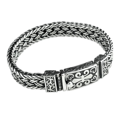 Pulsera de Plata S925 Trenzada Ancha para Hombre con Cierre Entrelazado - Image 6