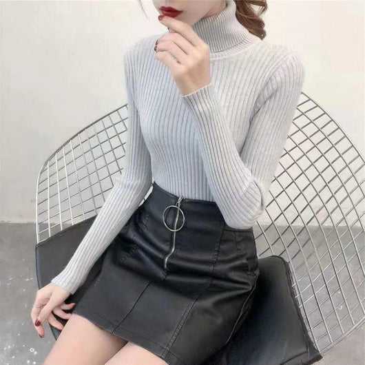 Suéter Coreano Cuello Alto Mujer - Pullover Holgado Invierno - Image 17