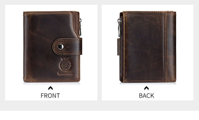 Billetera Vertical Corta de Cuero Genuino con Protección RFID - Estilo Retro Europeo - Image 16