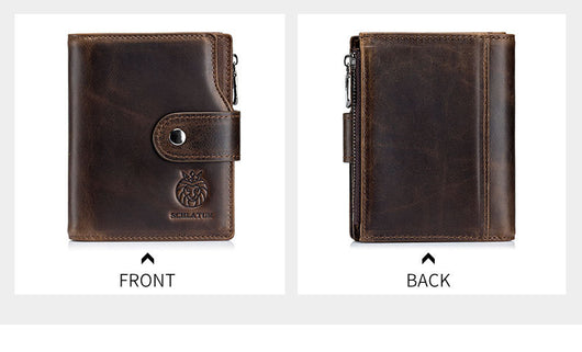 Billetera Vertical Corta de Cuero Genuino con Protección RFID - Estilo Retro Europeo - Image 16