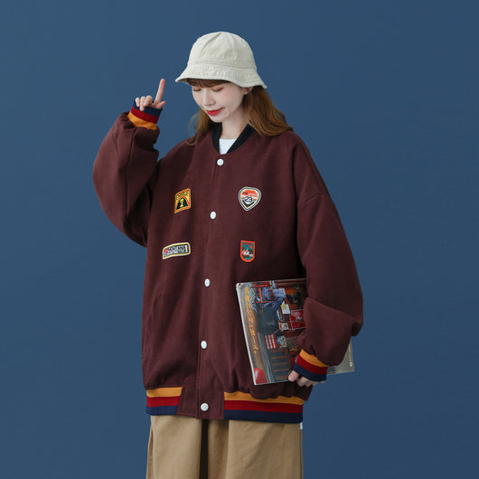Chaqueta Universitaria Retro Hong Kong Estilo Boyfriend para Pareja - Image 5