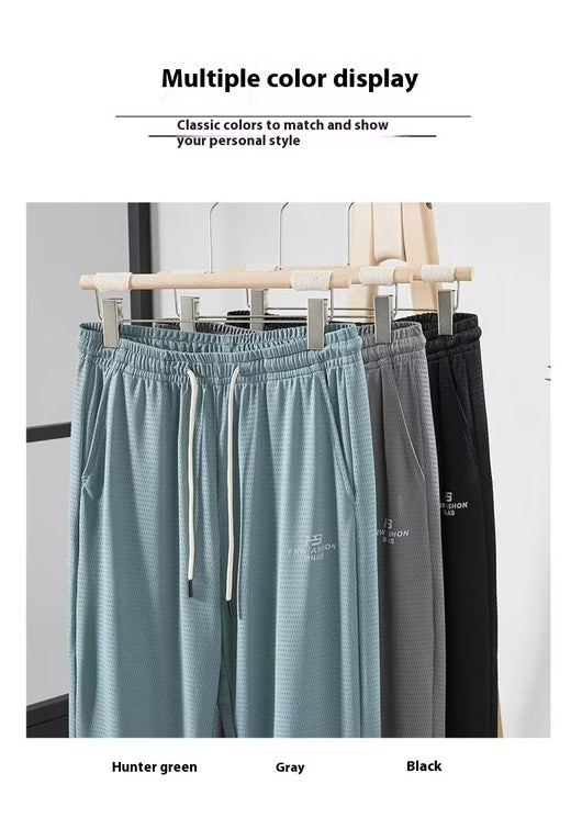 Pantalones Casuales Hombre Transpirables Seda de Hielo Cintura Elástica - Image 11
