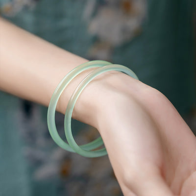 Pulsera de Ágata Natural Calcedonia Estilo Antiguo Delgada para Mujer - Image 2